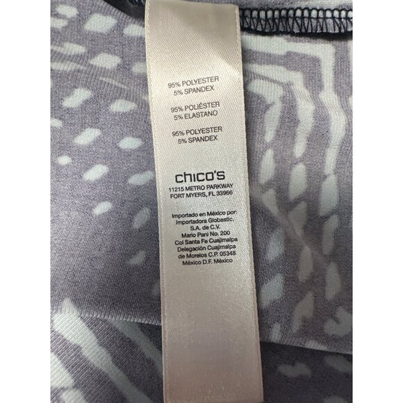 Chicos Womens Navy & Aqua Geometric Print 3/4 Sleeve Scoop Neck Top Size 1 US S - Picture 6 of 9